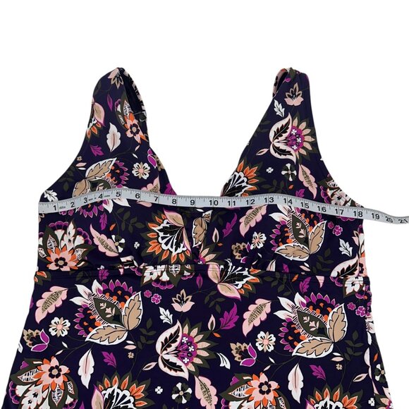 Lands End Womens Floral Tankini Top Sz 16 W/Built-In Bra Support Deep V-Neckline - Picture 7 of 13